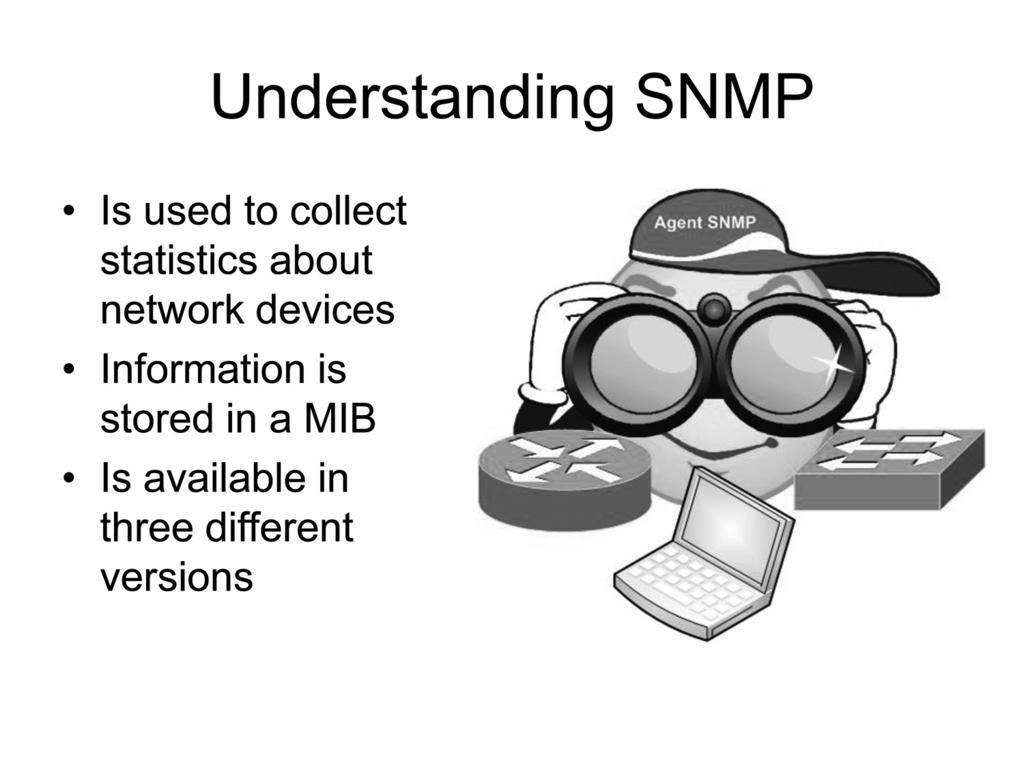 Understanding SNMP SNMP is used to collect statistics about network devices.