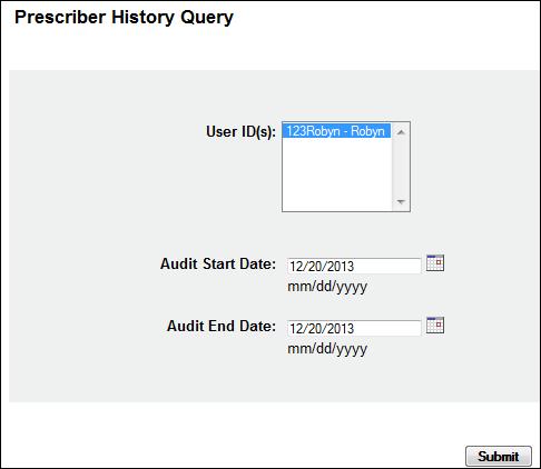 Using RxSentry 2 Click Query from the main menu. 3 Click Prescriber History Query from the sub-menu.