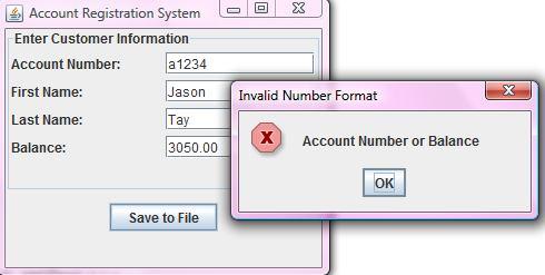 The name of the file should be same as the account number such as 123456.txt for account 123456. The format of file should same as the output as show in figure 3.