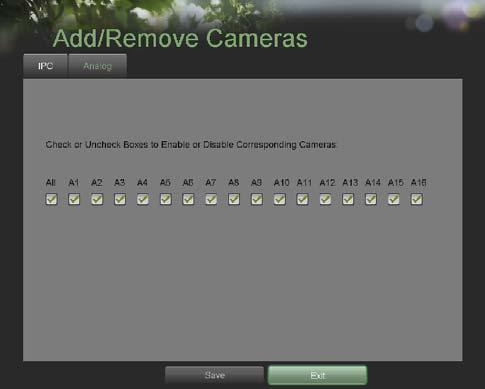 1. Enter the Add/Remove Cameras menu, shown in Figure 50 by going to Main Menu > Cameras Setup > Add/Remove Cameras. 2. Select the Analog tab.