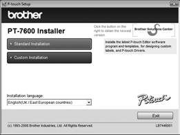 Installing the P-touch Editor 5.0 The installation procedure may change depending on the Operating System on your PC. Windows Vista is shown here as an example.