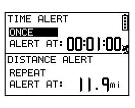 Alerts Time / Distance Alert [MAIN MENU] > [EXERCISE STUDIO] > [ALERTS] > [TIME/DIST ALERT] 1.