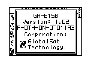 About GH-615 [MAIN MENU] > [CONFIGURATION] > [ABOUT GH-615] Display the