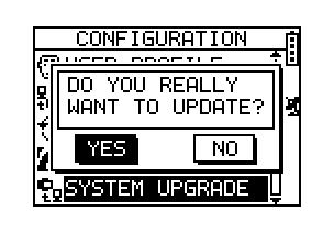 System upgrade [MAIN MENU] > [CONFIGURATION] > [SYSTEM UPGRADE] 1.