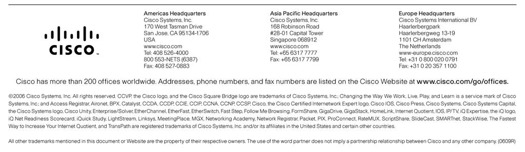 For More Information For more information about Cisco NAC Appliance, visit http://www.cisco.com/go/nac/appliance or contact your local account representative.