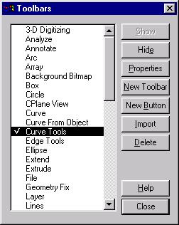 CREATING CUSTOM TOOLBAR LAYOUTS To show another toolbar: 1 From the Tools menu, click Toolbar Layout, then click Edit. The toolbars dialog appears.