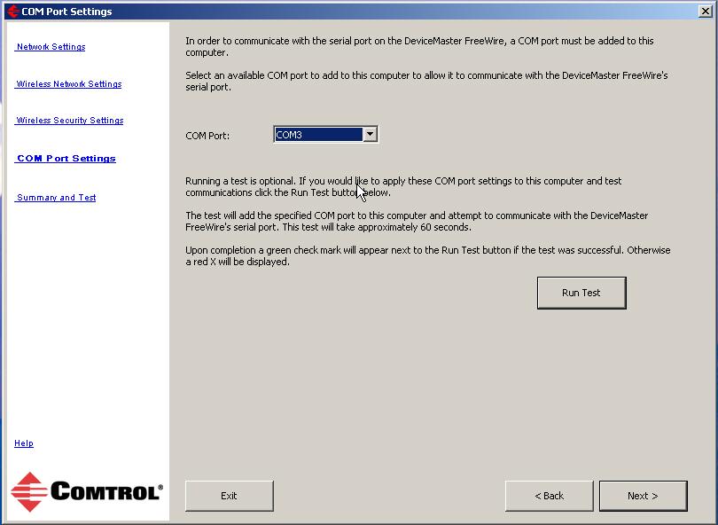 Using the DeviceMaster FreeWire Installation Wizard 7. Select an