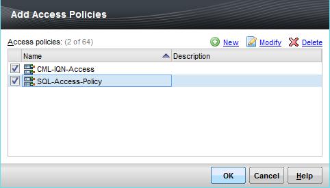 Select the access policies to add to the group and click OK.
