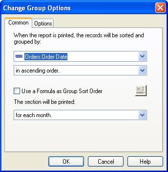 Lesson 1: Refresher Exercise TIP: When you group on a date field, Crystal Reports allows you to define the period for which the date is broken down; i.e. monthly, yearly, quarterly, etc.