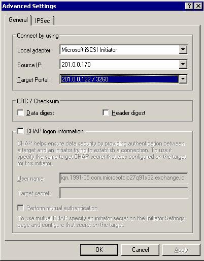 Select Enable multi-path. 4. Click Advanced The Advanced Settings dialog box appears as shown in Figure 3. Figure 3. Advanced Settings dialog box 5.