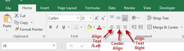 1. Select the cell or cells in which you wish to align the text. 2.