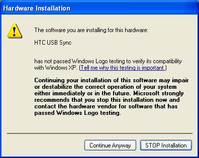 XP 14. Select Finish to complete the synchronisation 15. If the Hardware Installation dialog box appears while you are installing the Micro Rolltalk CD, click Continue anyway. 16.