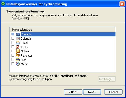 NB The Installation wizard for synchronization dialog box may be hidden behind the window for the Micro Rolltalk installation program.