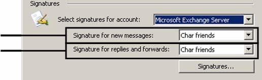 4.25.2 SETTING SIGNATURE FOR MESSAGES, REPLIES AND FORWARDS You can set a message window so that the