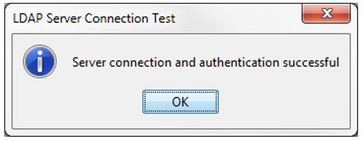 If the Bind DN: field is left blank and a user selects Test Connection Settings, another dialogue box