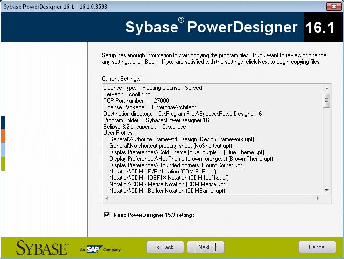 CHAPTER 2: Installing PowerDesigner you have defined additional paths for populating your resource file lists, these will not be affected. 12. Click Next to begin the install.