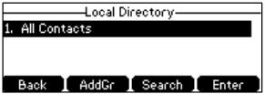 Contact Management Directory To view the directory on your phone: Press the Directory soft key when the phone is idle. The LCD screen displays the enabled list(s) in the directory.
