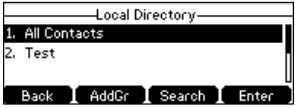 Editing Groups To edit group in the local directory: 1. Press the Directory soft key.