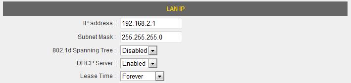 3 3 LAN You can configure your local area network under LAN.