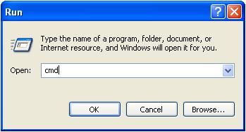 Input cmd, then click OK Input ipconfig, then press Enter key.