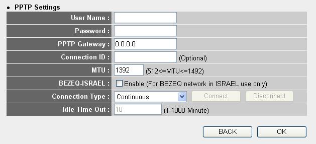 2-3-4 Setup procedure for PPTP xdsl : PPTP xdsl requires two kinds of setting: WAN interface setting (setup IP address) and PPTP setting (PPTP user name and password).