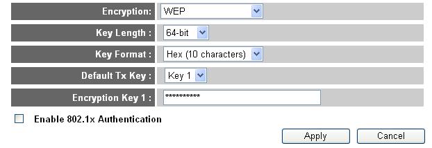 1 2 3 4 5 6 Here are descriptions of every setup items: Key Length (2): There are two types of WEP key length: 64-bit and 128-bit.