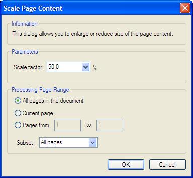 Page 23 of 32 Scaling Page Content Page content can be enlarged or reduced in size by using "Scale Page Content" operation.