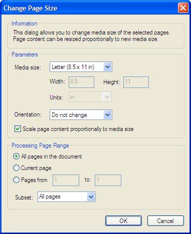 Page 7 of 32 Changing Page Size Media size of any page in the document can be changed by using "Change Page Size" operation.