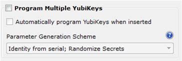 Programming Multiple YubiKeys When configuring large batches of YubiKeys, the YubiKey Personalization Tool can be configured to automate the process, generating unique secrets for each device while