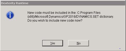 CHAPTER 1 INSTALLATION 3. Follow the instructions in each window. 4. After installation is complete, start Microsoft Dynamics GP. The message Do you wish to include new code now? will appear. 5.
