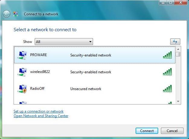 SSID of your Access Point, take PROWARE for example.