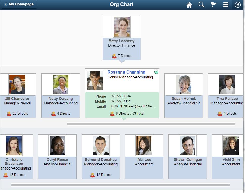 Figure 7: Accessing related actions from Company Directory/Org Chart Accessing Bulk Related Actions In a grid, you can