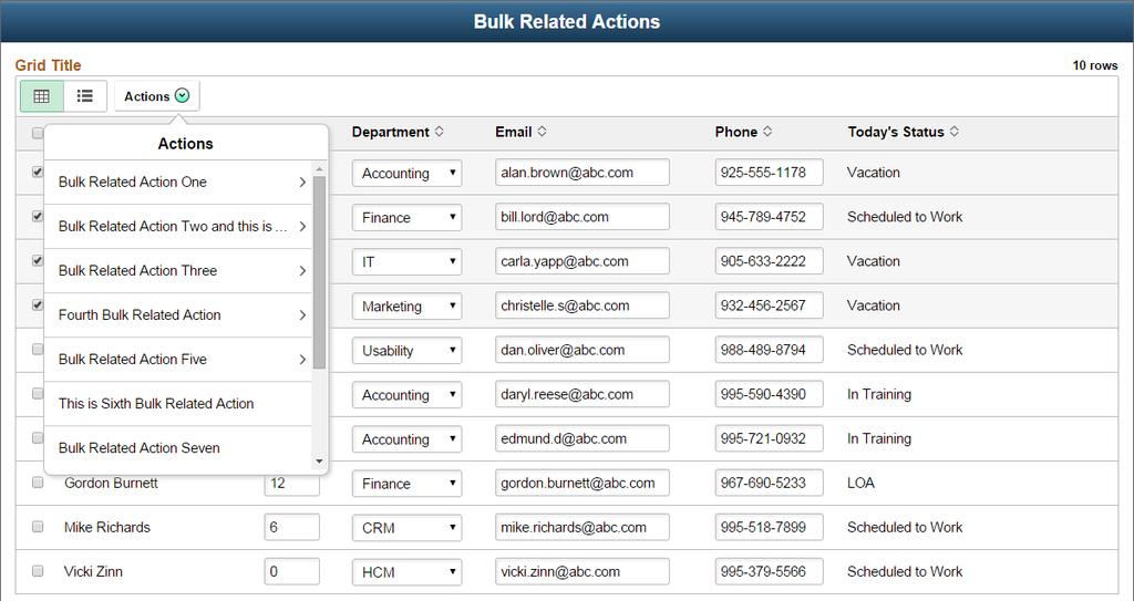 Figure 8: Accessing bulk related actions Tapping a Related Action You initiate a related action by tapping it after accessing the list of related