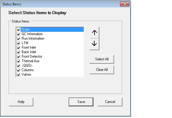 Create a Method for Qualitative Analysis 2 2 Mark the checkboxes of the items in the Status Item list that you want to have displayed in the status panel.