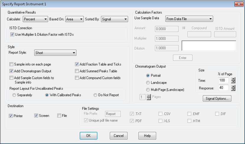 Qualitative Data Analysis 4 Modify the Method to Print a Report 1 Click the Specify Report Calculation and Print Style icon to display the Specify Report dialog.