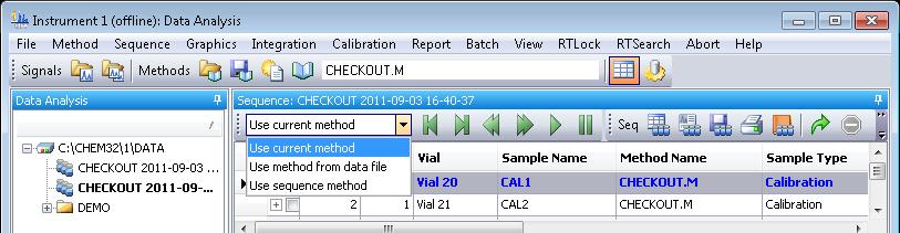 6 Create a Calibration Method Create a Calibration Table 1 Start an offline session of the ChemStation and select Data Analysis view from the ChemStation Explorer.