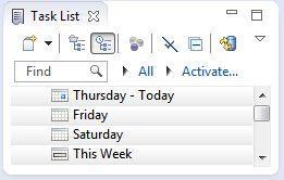 Eclipse The task list view allows you to come up
