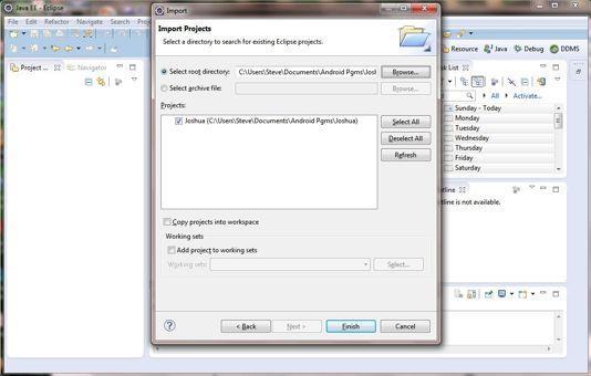 Eclipse: Import an Existing Project To work on an existing project choose File->Import, then