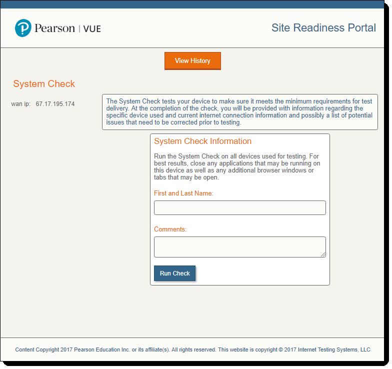 Contents Candidate runs System check on candidate workstation 1. Candidate navigates to client website at http://pearsonvue.com/<clientname>/ap/. 2. Candidate clicks I am a test taker link. 3.