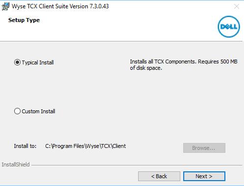 Upgrading Wyse TCX Client Suite 3 The Setup Type dialog box is displayed. In the Setup Type dialog box, there are two types of upgrading modes.