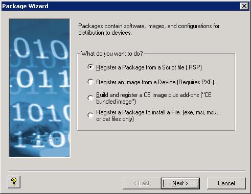 g The Package Wizard dialog box is displayed.