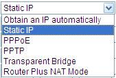 Step 2. Click Edit to enter WAN configuration page. Figure 3-4 WAN configuration page There are six types of WAN connection.