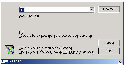 . The following dialog box will display the appropriate INF file on the CD in drive. Click the "OK" button. 4.