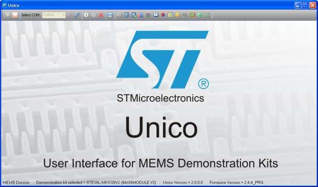 Unico 23 GUI application for Windows which allows to evaluate ST MEMS sensors