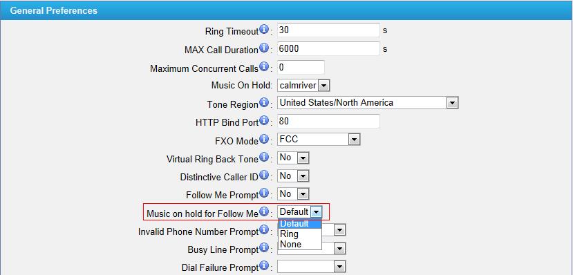 Figure 5-5 Default: default music (it s synchronous with Music On Hold ) Ring: Ring-back tone None: without any tone 7.