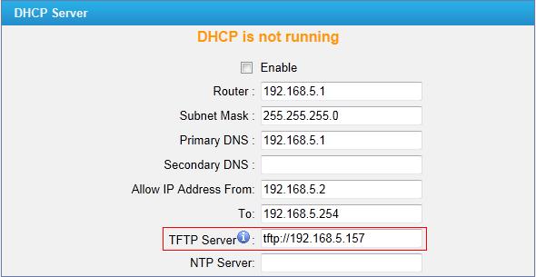 3) New add TFTP Server option is the DHCP Server page. So that the users can customize the TFTP server.