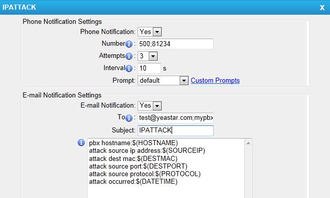 Number: The numbers could be set for alert notification, users can setup multiple extensions and outbound phone numbers. Please separate them by ;. e.g.