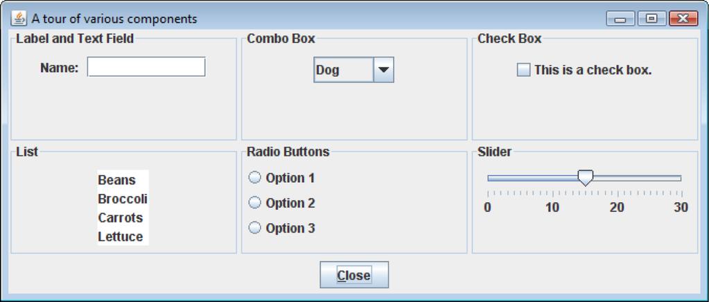 Introduction to GUI Some common GUI components are: buttons,