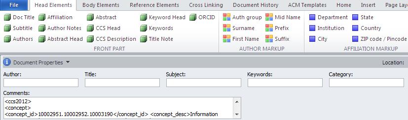 proper CCS terms are added to the Digital Library citation From the view CCS TeX Code listing, click on Show the XML Only Highlight and copy the XML