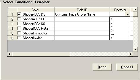 The Select Conditional Template window is displayed. Figure 15.
